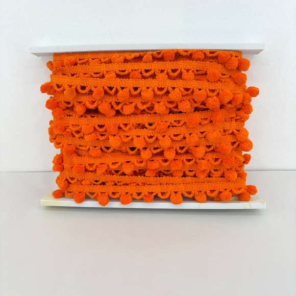 Conso Other - Conso 11243 Orange Pom Pom Fringe Trim 1" 23 Yard Upholstery Drapery Vintage MCM